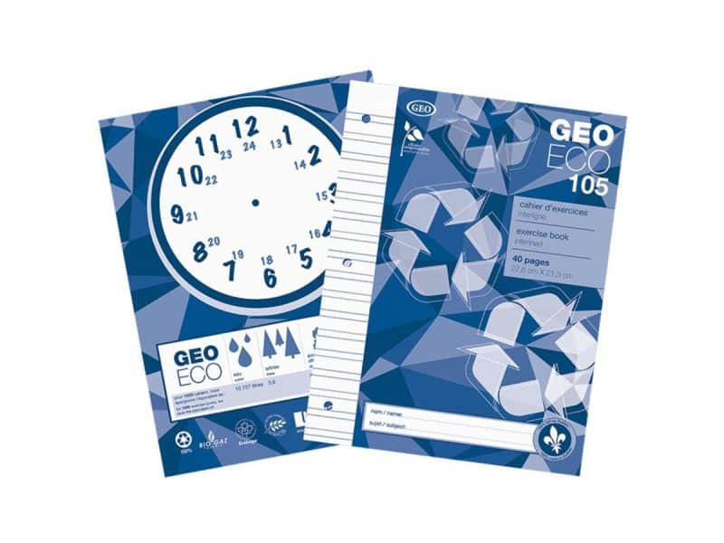 Cahier d'exercices Eco105 interligné format 8,5x11