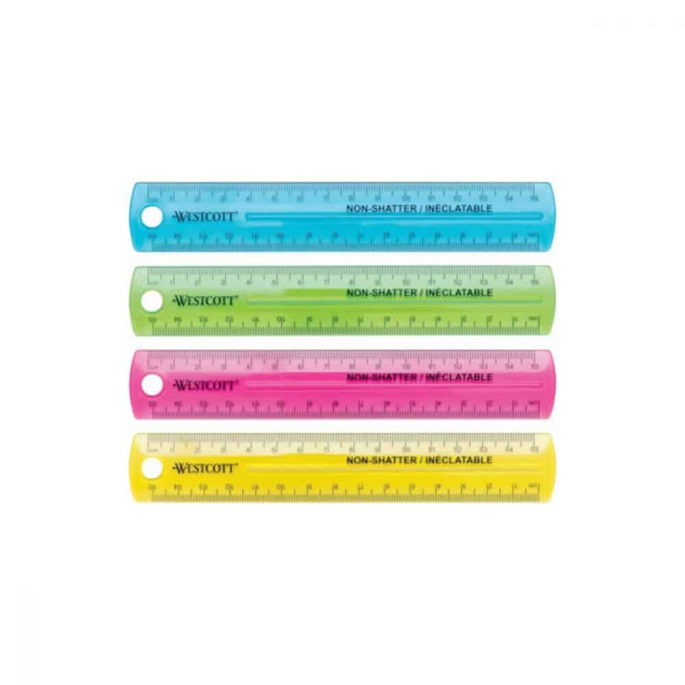 Règle incassable Westcott 15 cm - couleurs agrumes