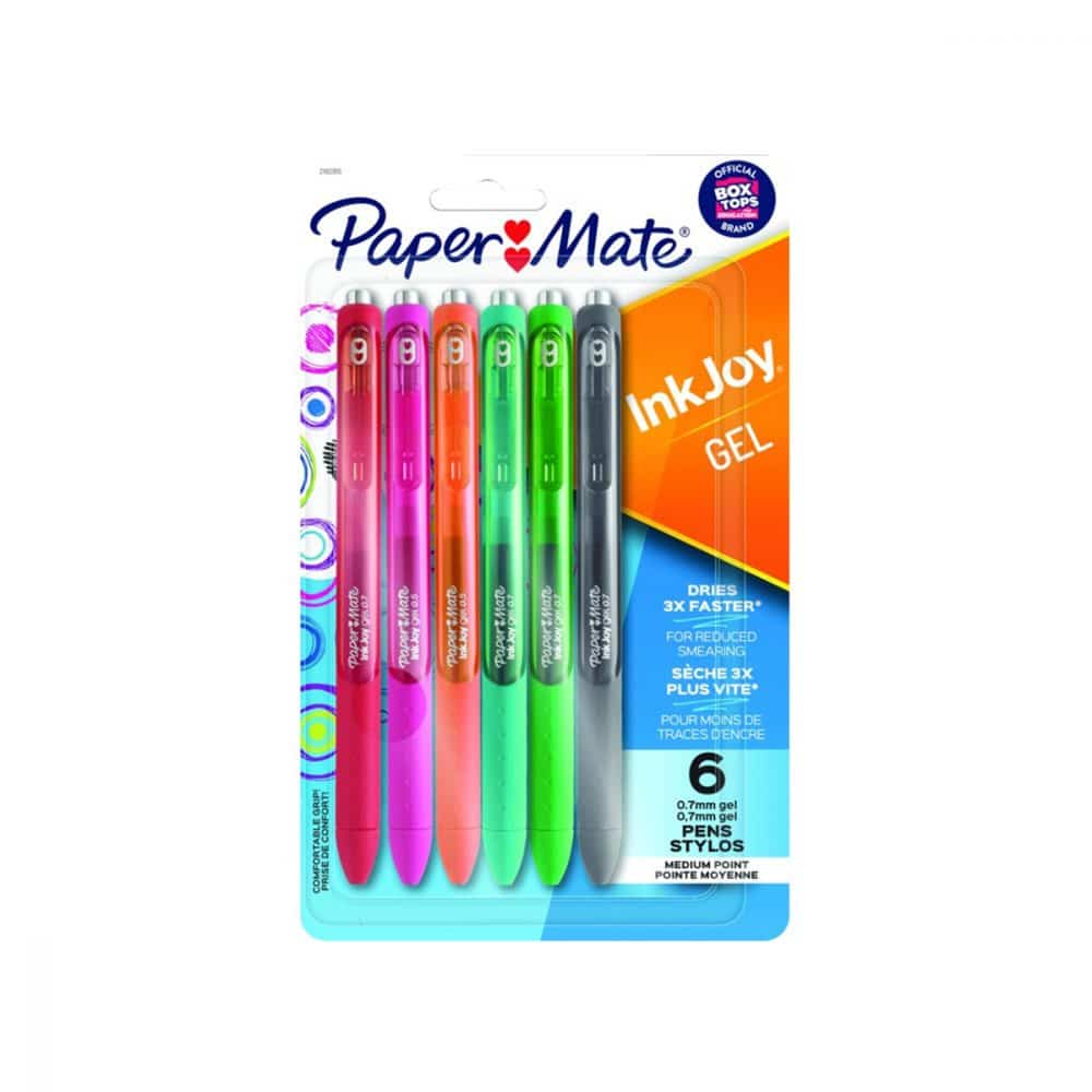 Paquet de 6 stylos gel Paper Mate InkJoy 0.7mm