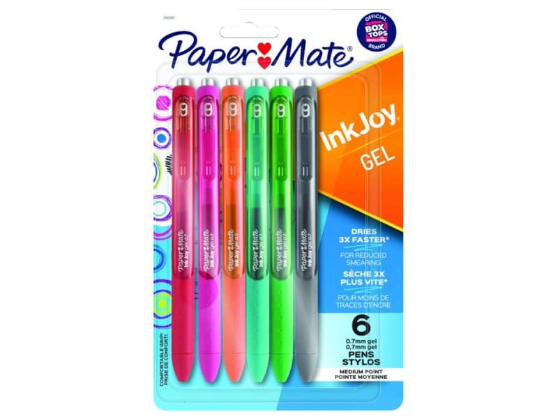 Paquet de 6 stylos gel Paper Mate InkJoy 0.7mm