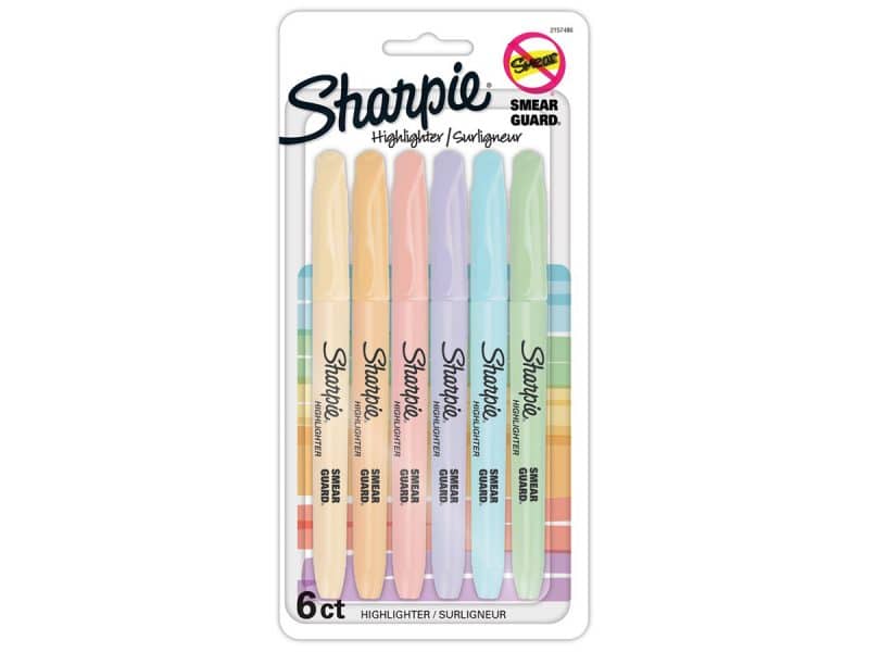 Surligneur Sharpie pocket pastel (paquet de 6)