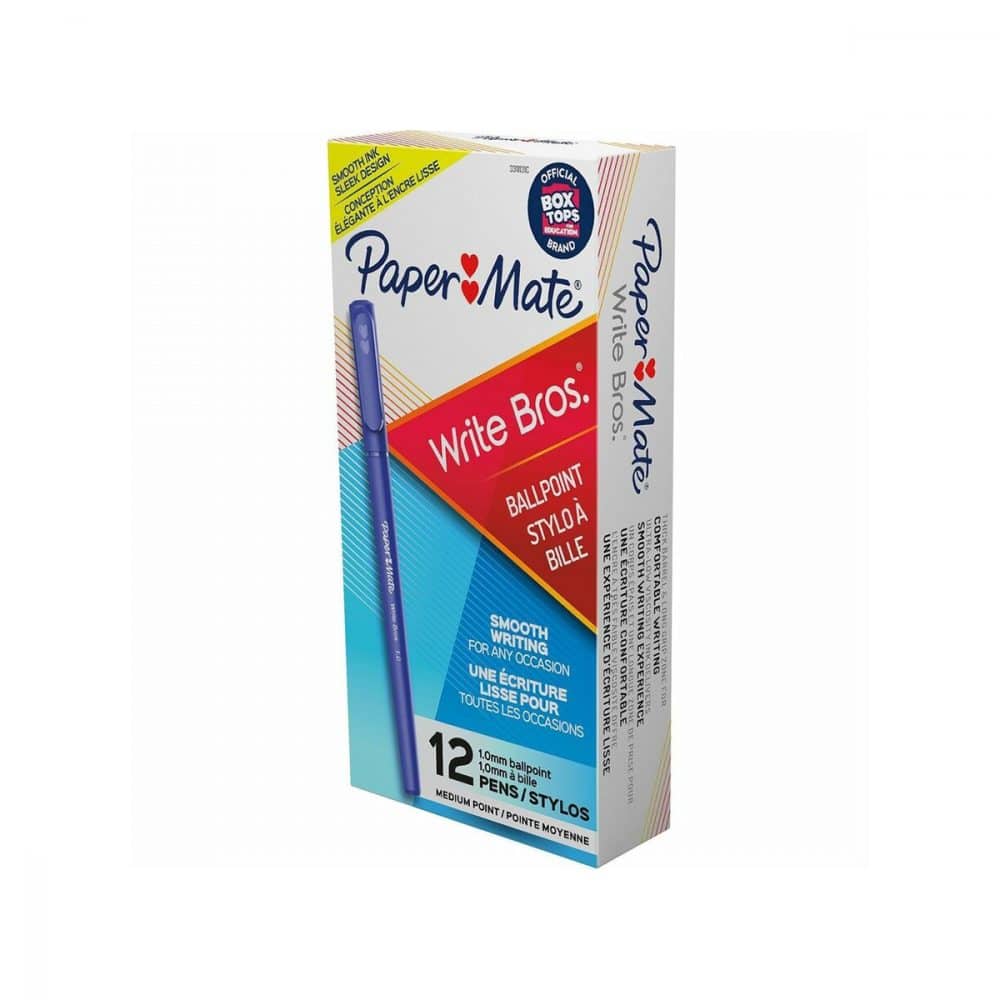 12 Stylos à bille Write Bros - Paper Mate moyen bleu