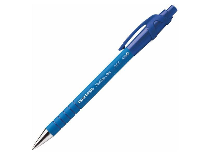 Stylo rétractable PaperMate Flexgrip Ultra - Fin, bleu