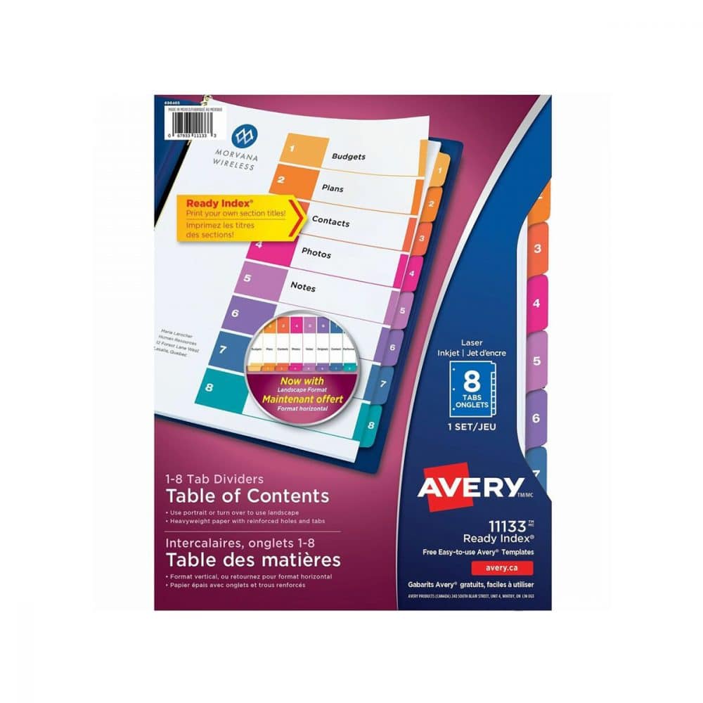 Intercalaires Avery Ready Index 1-8