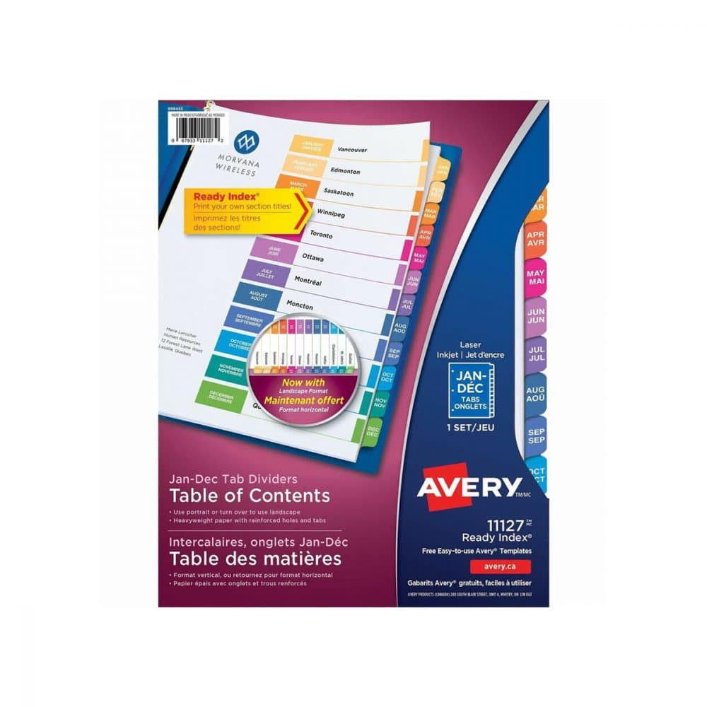 Intercalaires Ready Index mensuel Janvier à Décembre