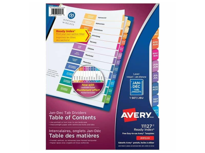 Intercalaires Ready Index mensuel Janvier à Décembre