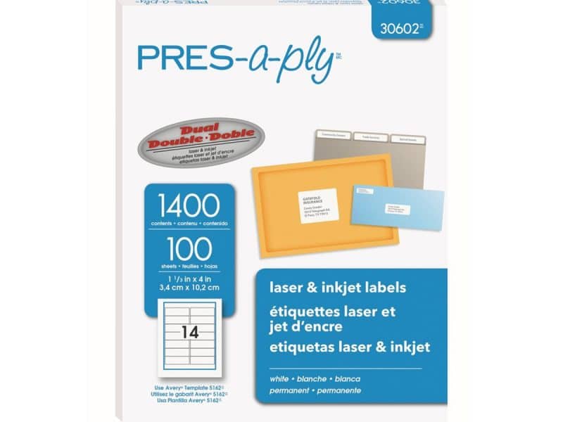 1400 étiquettes pour imprimante 4 x 1-1/3" - PRES-a-ply