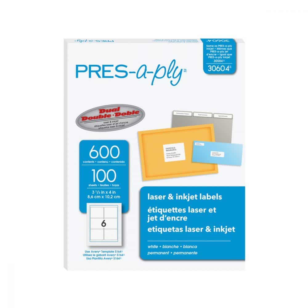 600 étiquettes pour imprimante 4 x 3-1/3" - PRES-a-ply