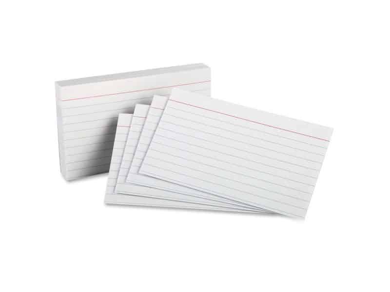Fiches lignées 3x5 pouces