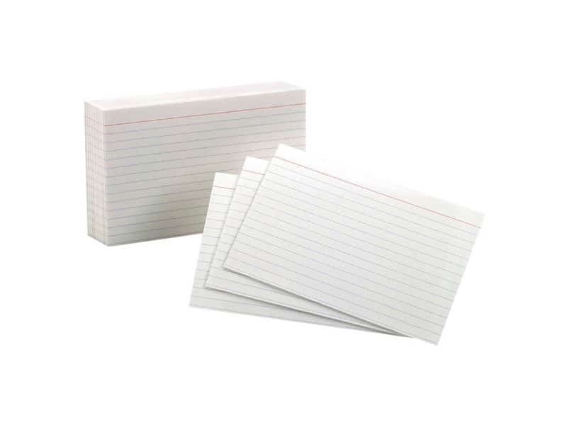 Fiches lignées 4x6 pouces