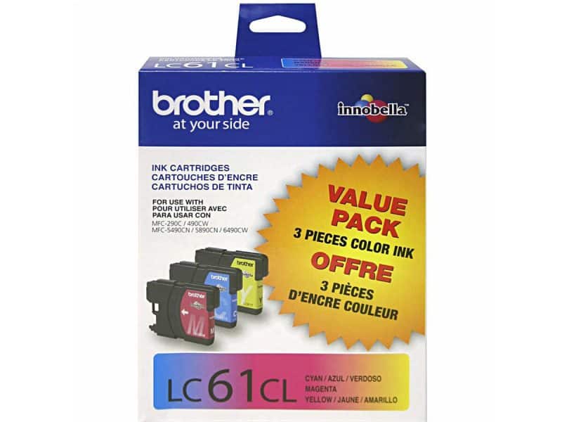 Paquet de 3 cartouches jet d'encre Brother LC61 couleur(CYM)