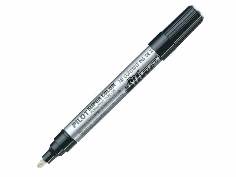 Marqueur permanent Super Color Pilot pointe large argent