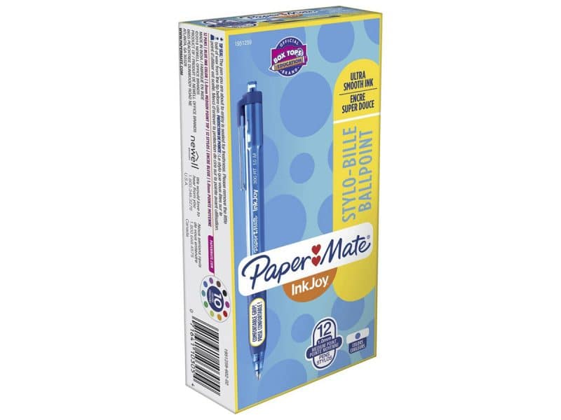 12 stylos rétractables PaperMate InkJoy 300RT 1.0 - bleu