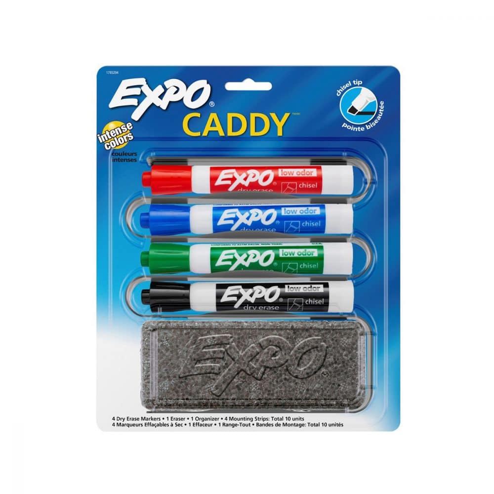 Expo Caddy avec 4 marqueurs effaçables et une efface