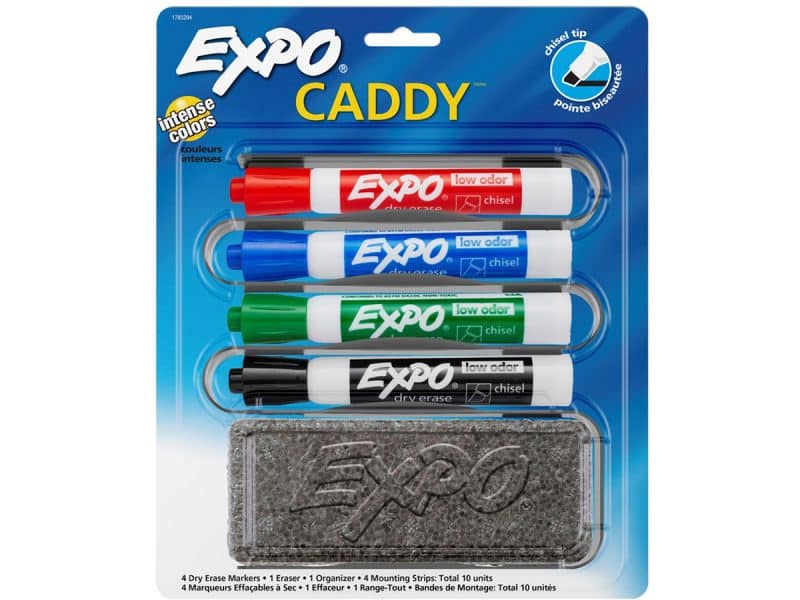Expo Caddy avec 4 marqueurs effaçables et une efface
