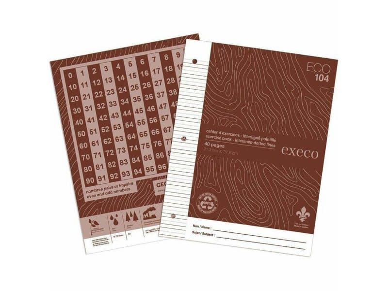 Cahier d'exercices EC104 interligné pointillé format 8,5x11