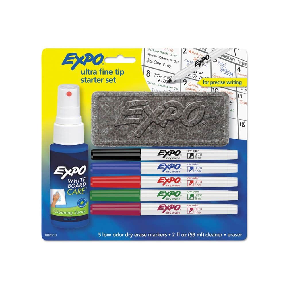 Ensemble de 5 crayons Expos extra fins avec efface et nettoy
