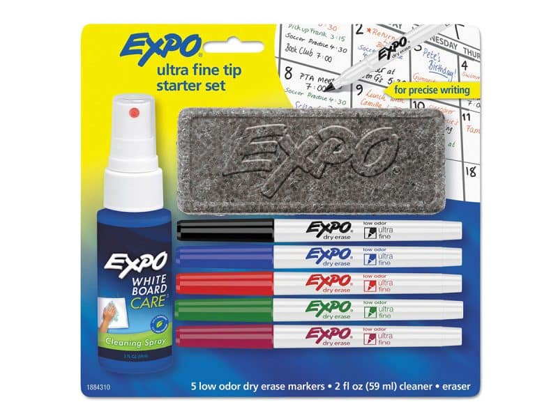 Ensemble de 5 crayons Expos extra fins avec efface et nettoy