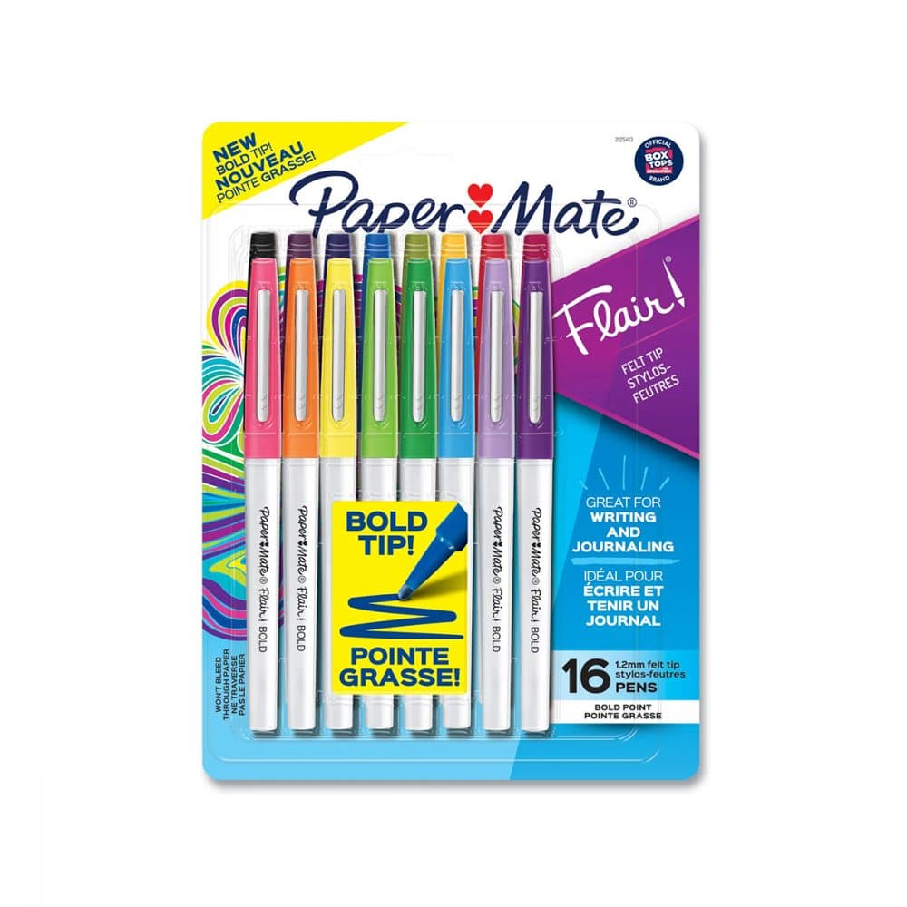 Marqueur Papermate Flair 16 couleurs pointes grasses