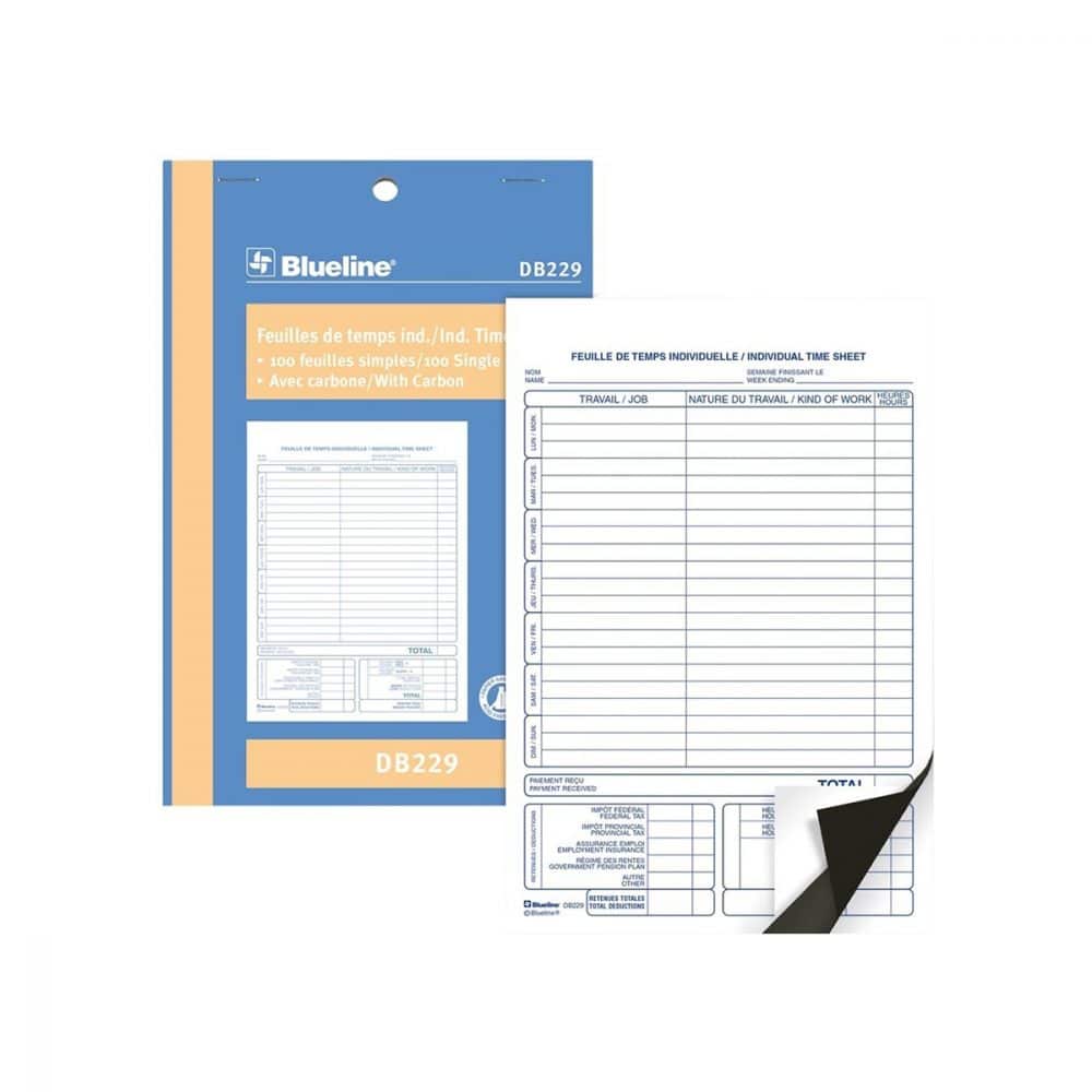 Feuilles de temps Blueline DB229