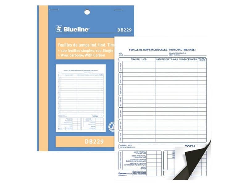 Feuilles de temps Blueline DB229