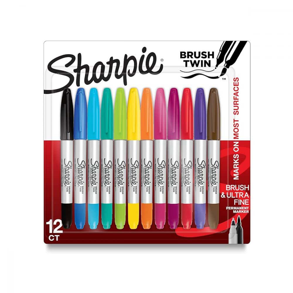 12 marqueurs permanents double pointes Sharpie (brush + xfin