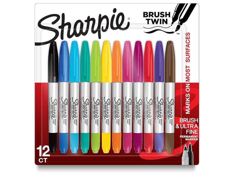 12 marqueurs permanents double pointes Sharpie (brush + xfin