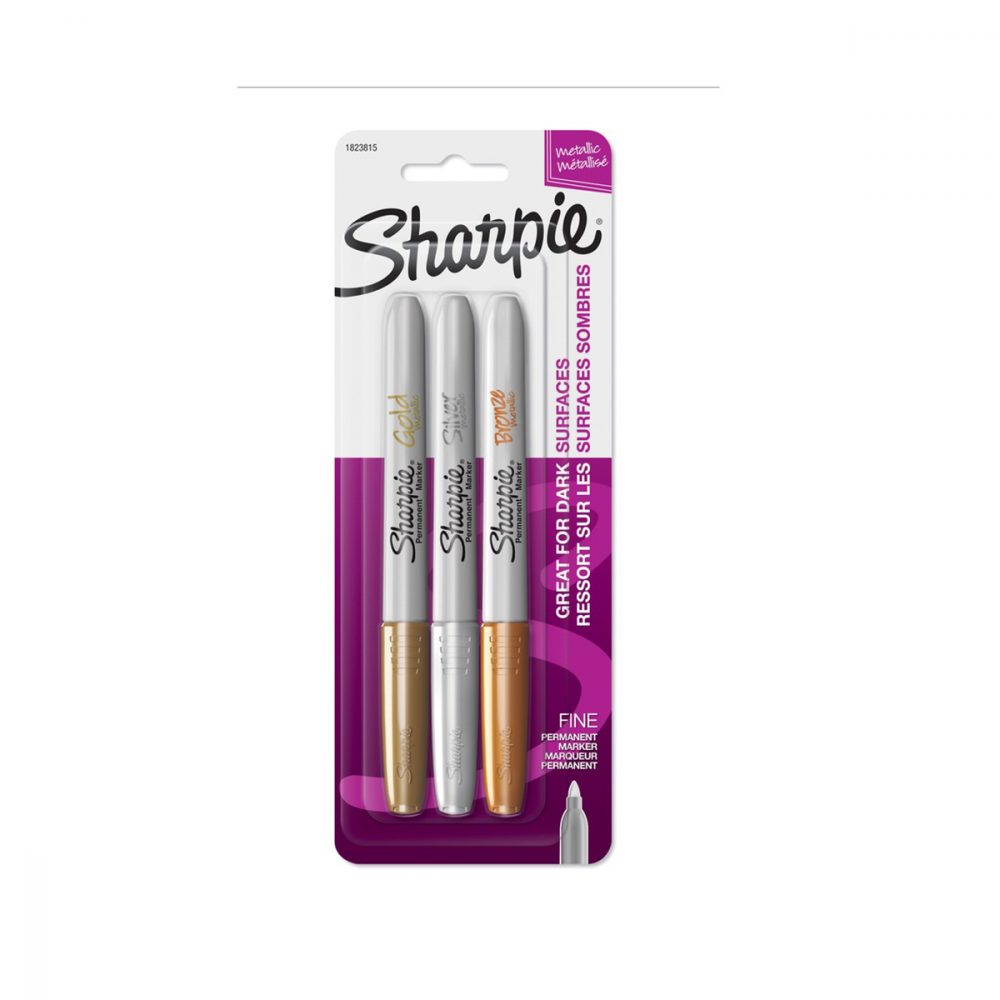 Paquet de 3 marqueurs Sharpie métalliques pointe fine