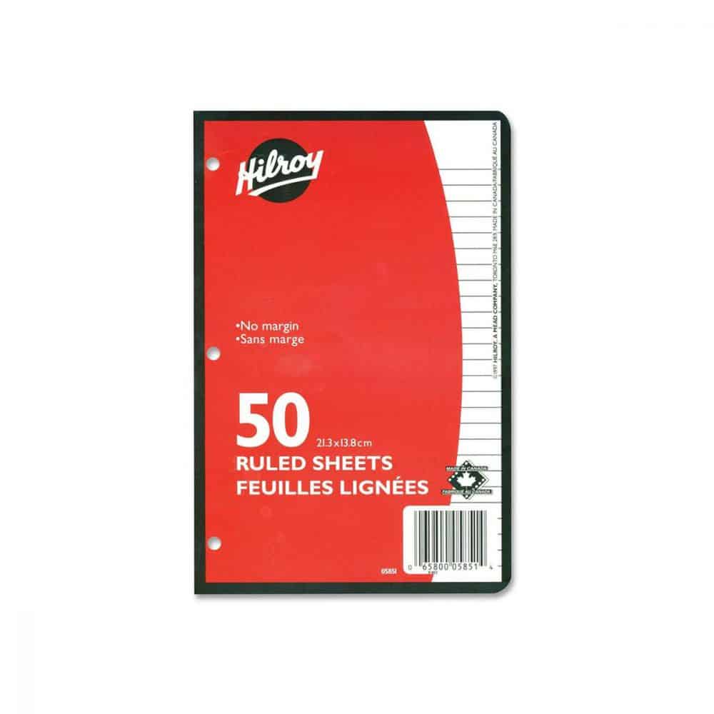 Paquet de 50 Feuilles mobiles lignées 8-3/8 x 5-7/16 po
