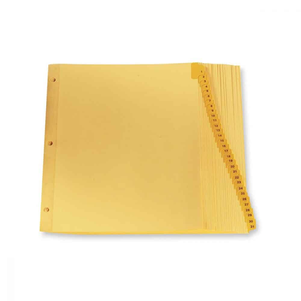 Intercalaires imprimés 1-31 format lettre