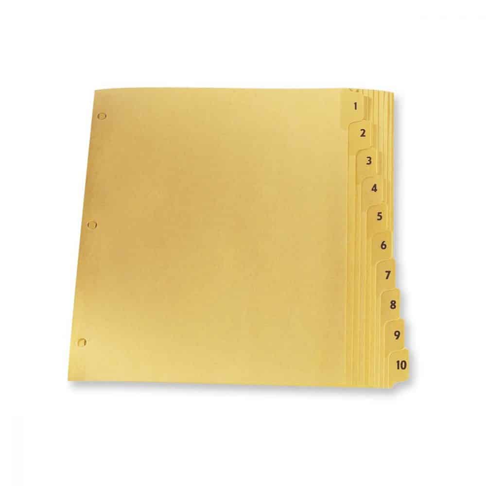 Intercalaires imprimés 1-10 format lettre