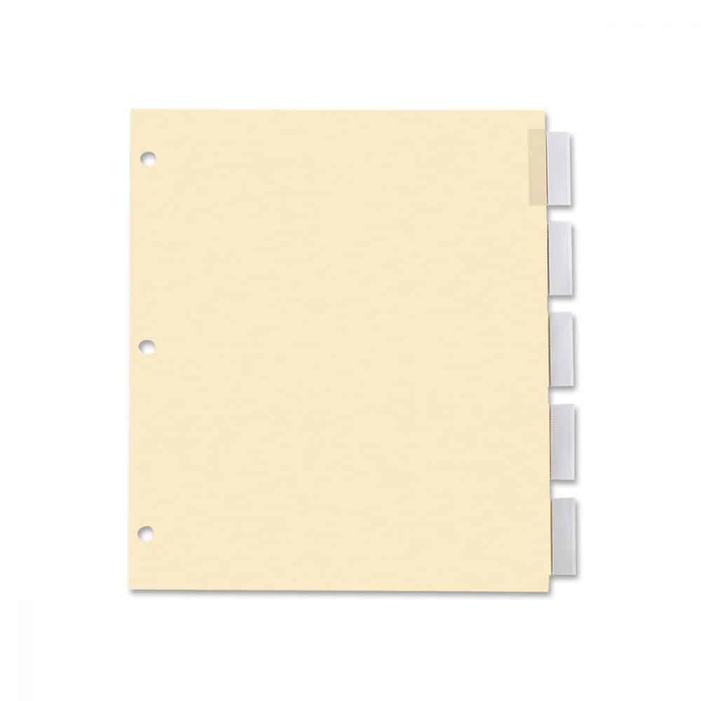 Intercalaires avec insertions 5 onlgets transparents