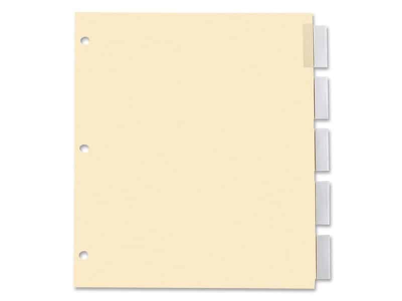 Intercalaires avec insertions 5 onlgets transparents