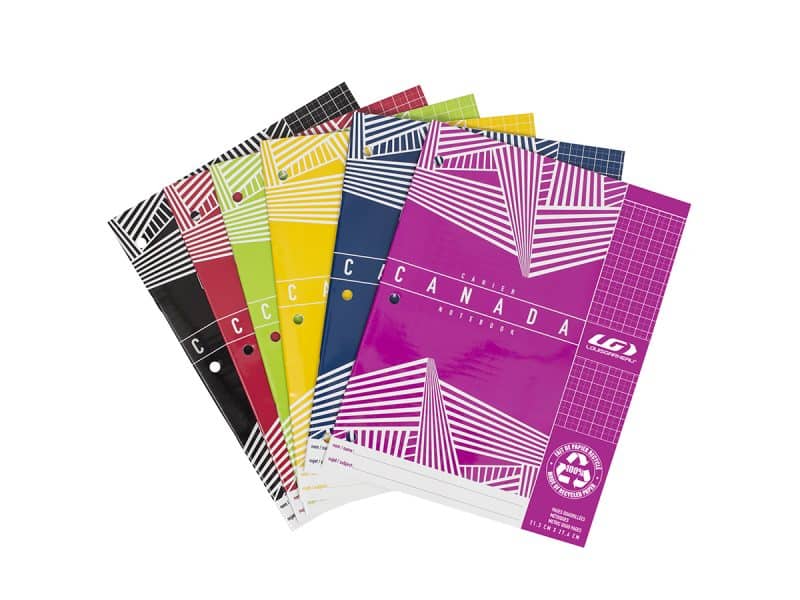 Cahier LG quadrillé métrique (5 carré/po) 40 p. assortis