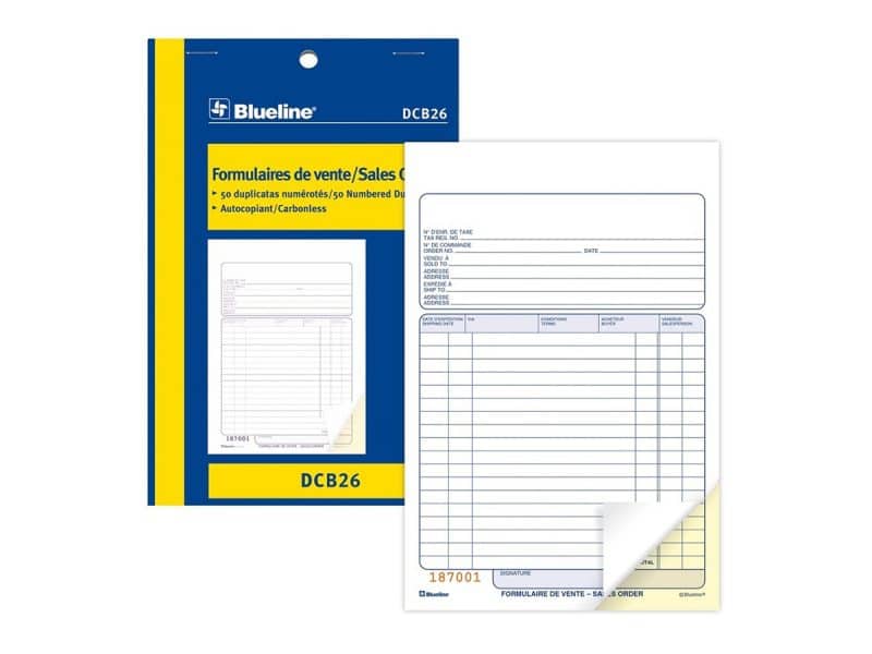 Formulaire de vente Blueline DCB26