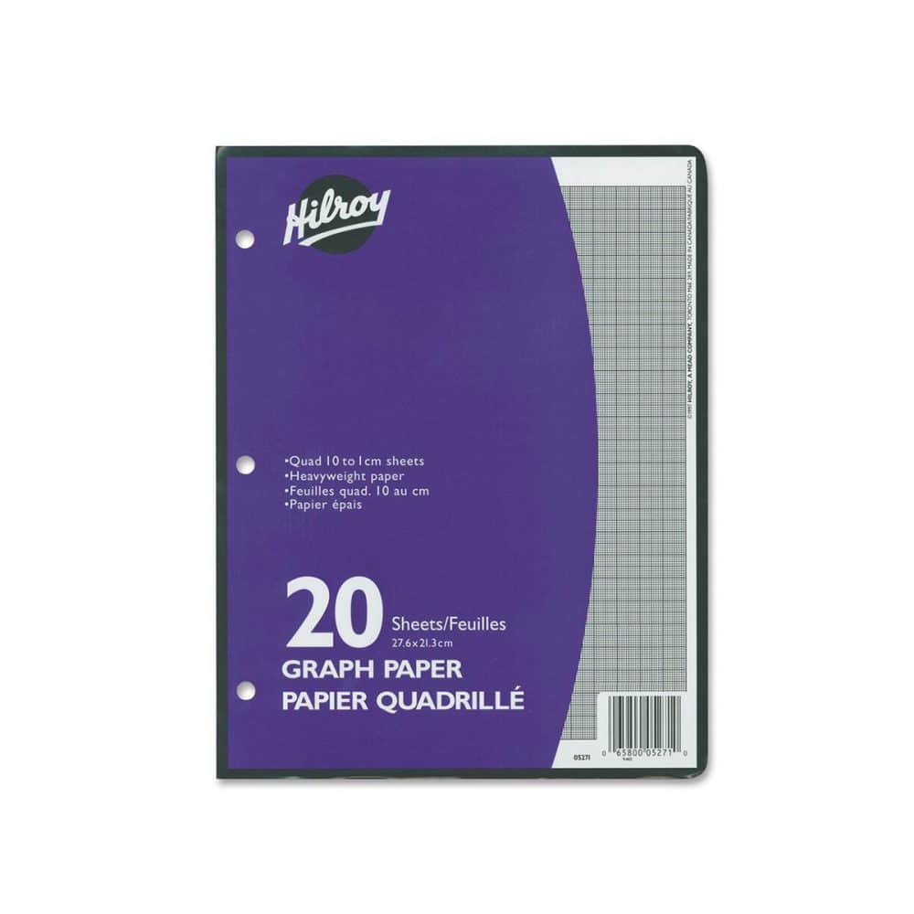 Paquet de 20 feuilles mobiles quadrillées millimétriques