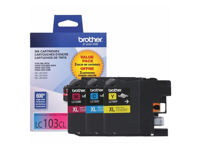 Trio de cartouches jet d'encre Brother 103 ( c, m, j)