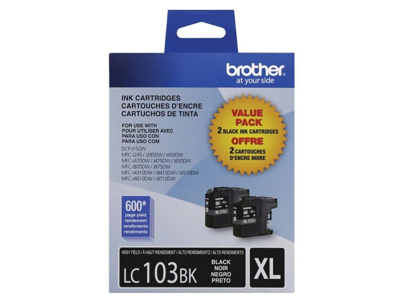 Paquet double de cartouches jet d'encre Brother 103 noir