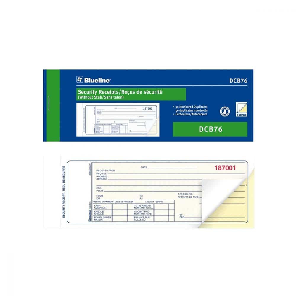 Reçus de sécurité Blueline DCB76