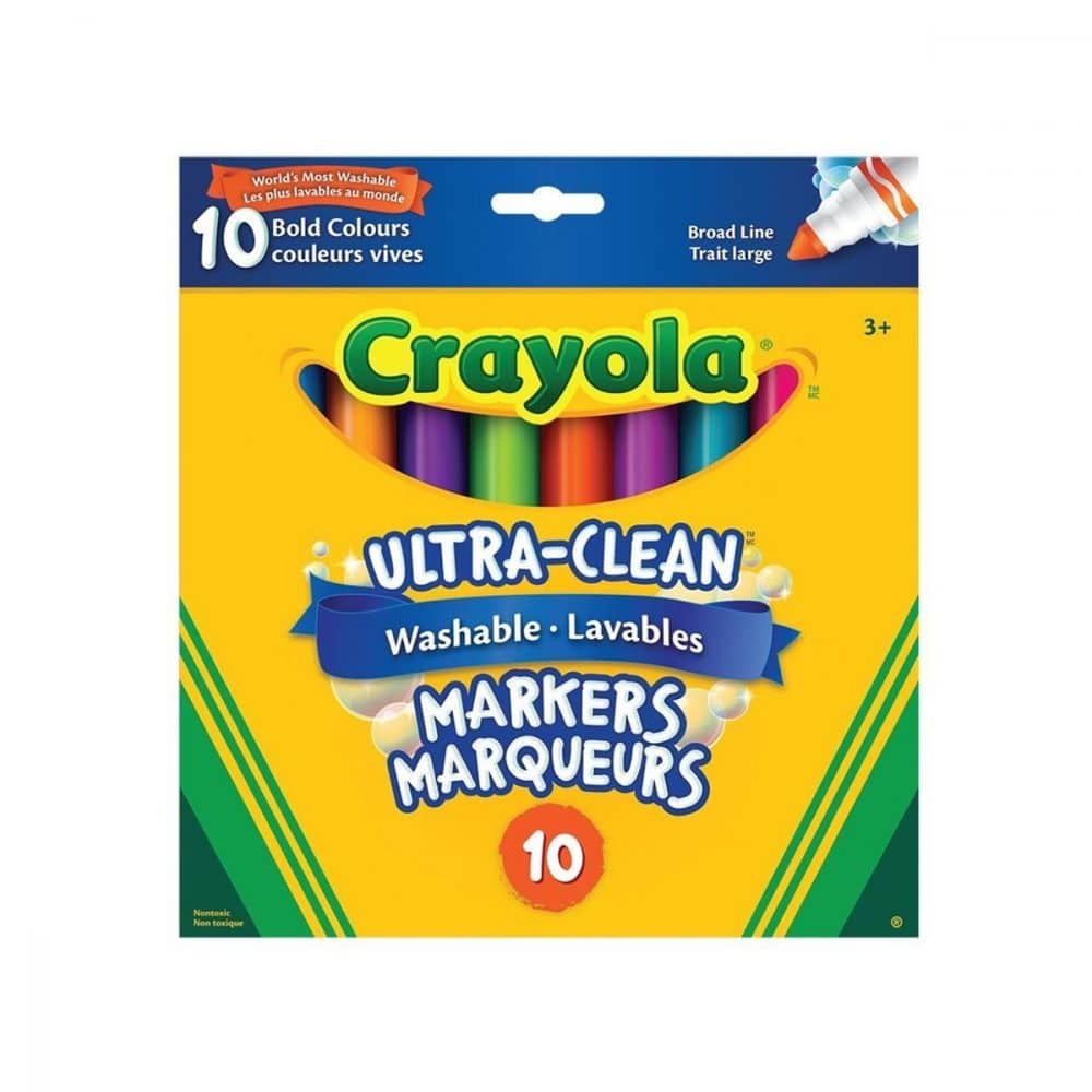 Marqueurs lavables larges Crayola couleurs vives (10)