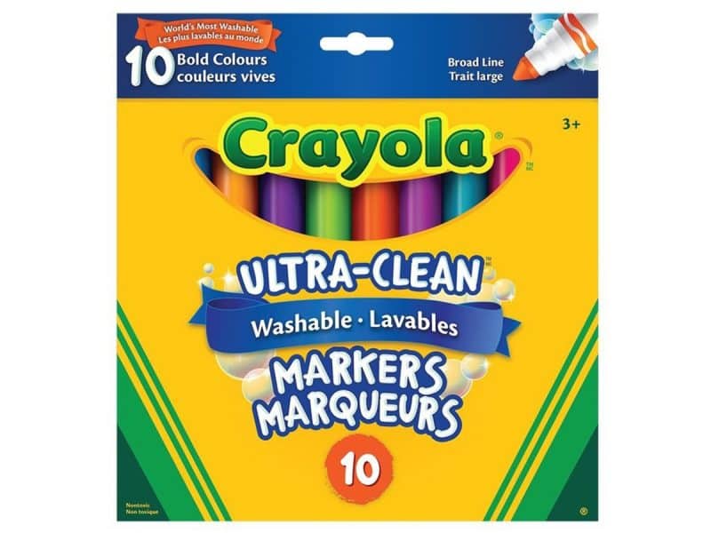 Marqueurs lavables larges Crayola couleurs vives (10)