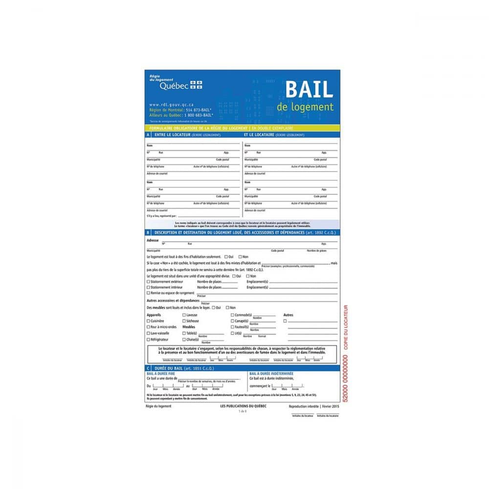 Formulaire de bail résidentiel français