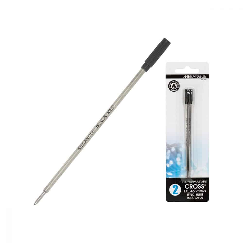 2 recharges compatibles pour stylo Cross noir med.