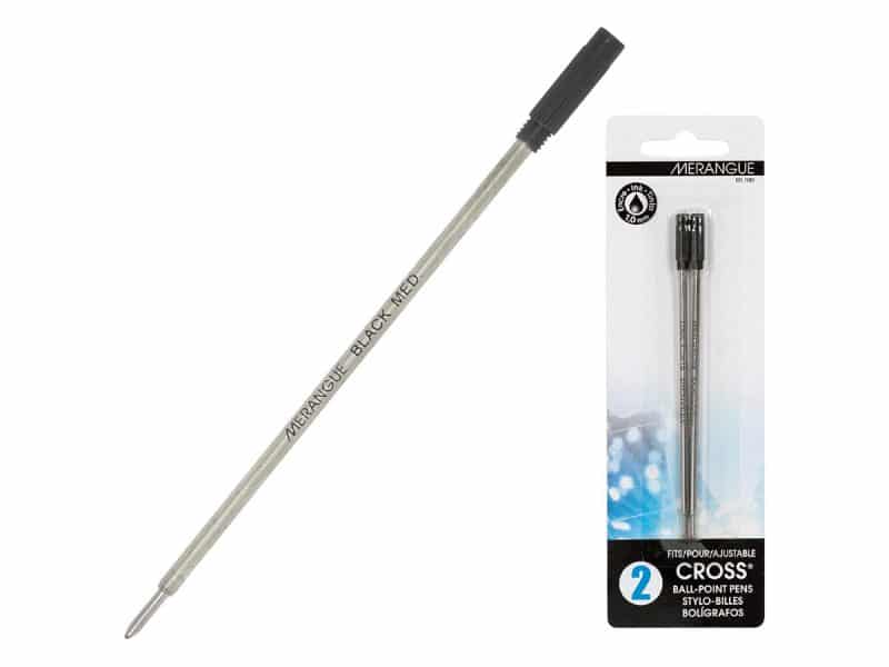 2 recharges compatibles pour stylo Cross noir med.