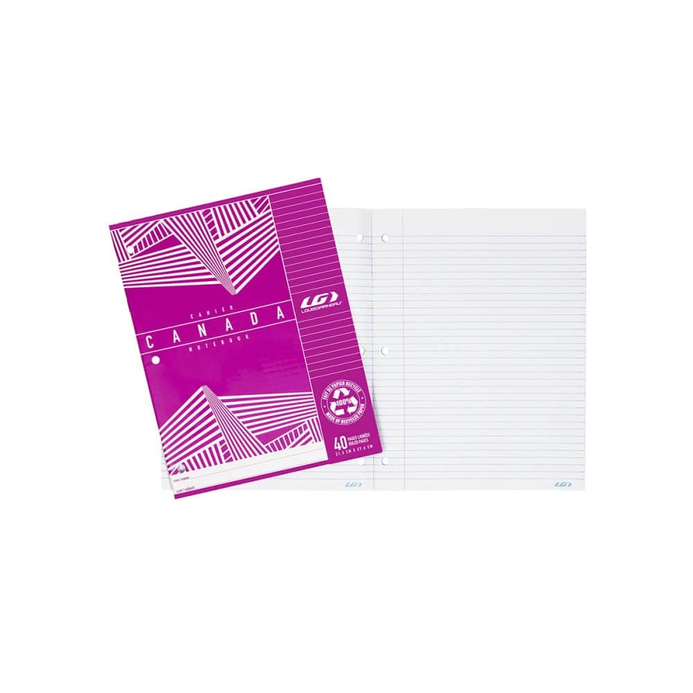 Cahier Canada LG ligné 40 pages - rose