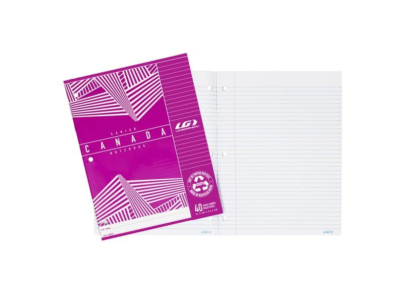 Cahier Canada LG ligné 40 pages - rose
