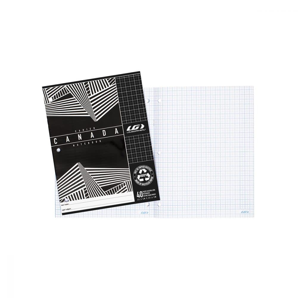 Cahier Canada LG quadrillé métrique 40 pages - noir