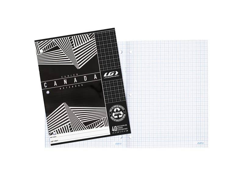 Cahier Canada LG quadrillé métrique 40 pages - noir
