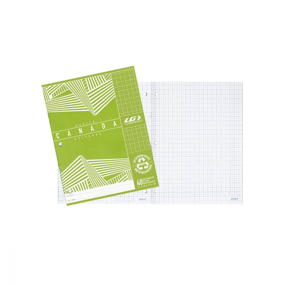 Cahier Canada LG quadrillé métrique 40 pages - vert