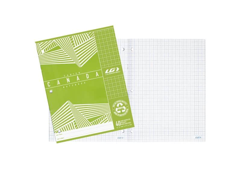 Cahier Canada LG quadrillé métrique 40 pages - vert